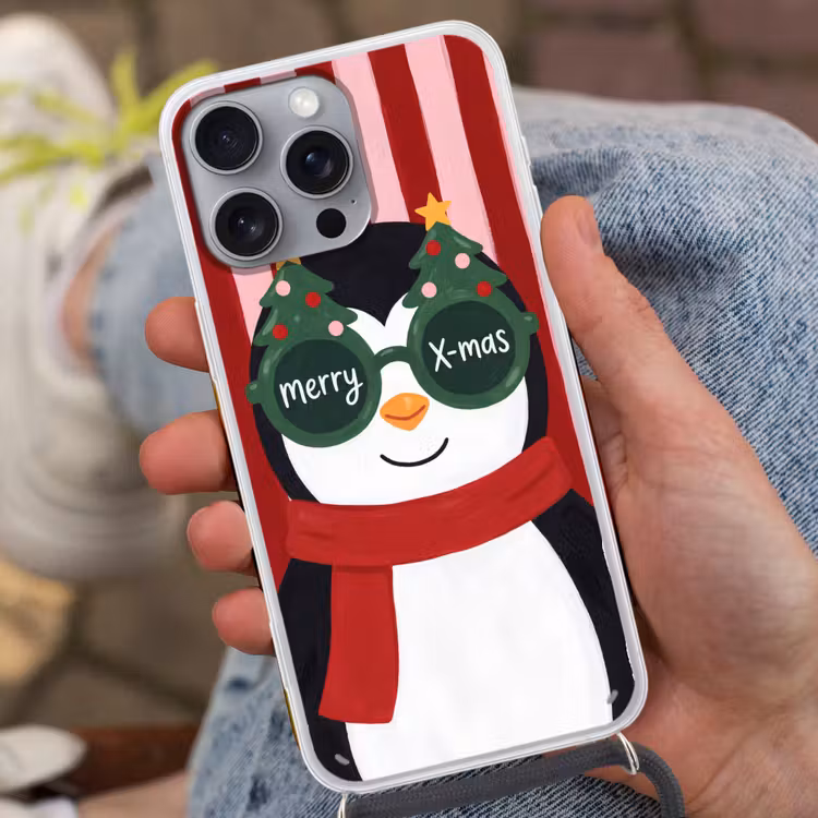 Telefoonhoesje met koord - Pinguïn - Kerst - Illustratie — 2