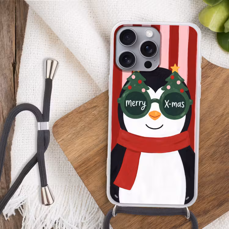 Telefoonhoesje met koord - Pinguïn - Kerst - Illustratie — 3