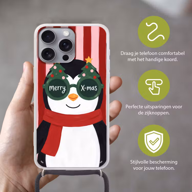 Telefoonhoesje met koord - Pinguïn - Kerst - Illustratie — 4