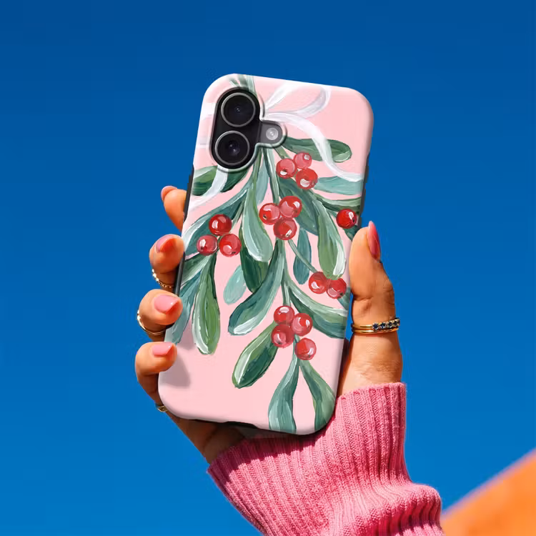 Telefoonhoesje Toughcase - Plant - Kerst - Roze — 2