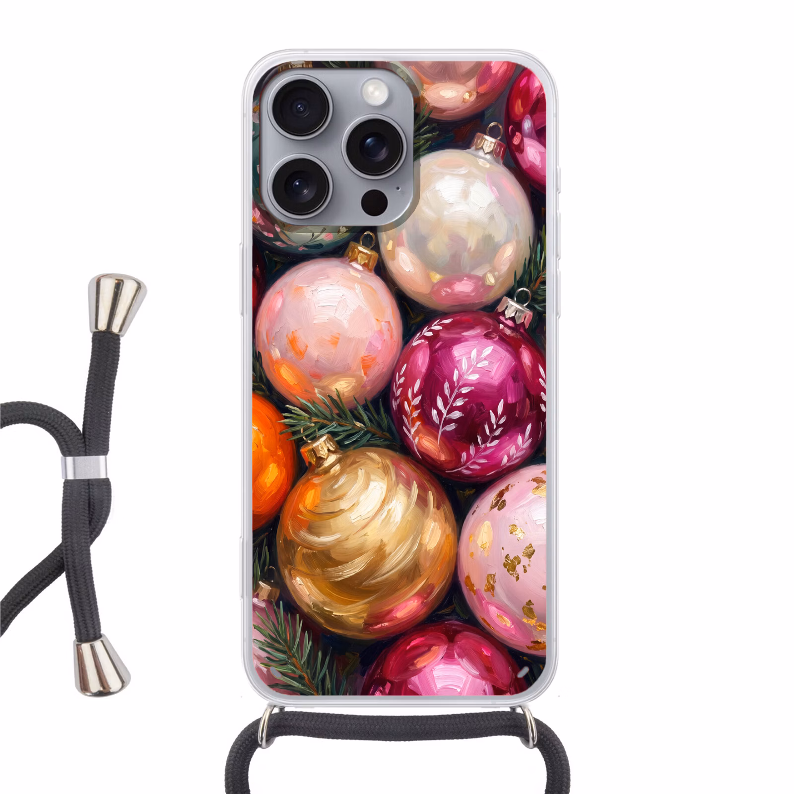Telefoonhoesje met koord - Kerstballen - Kleurrijk - Feest — 1