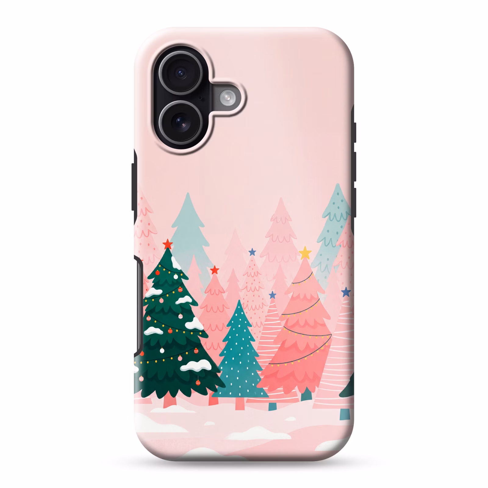Telefoonhoesje Toughcase - Kerstbomen - Illustratie - Roze — 1