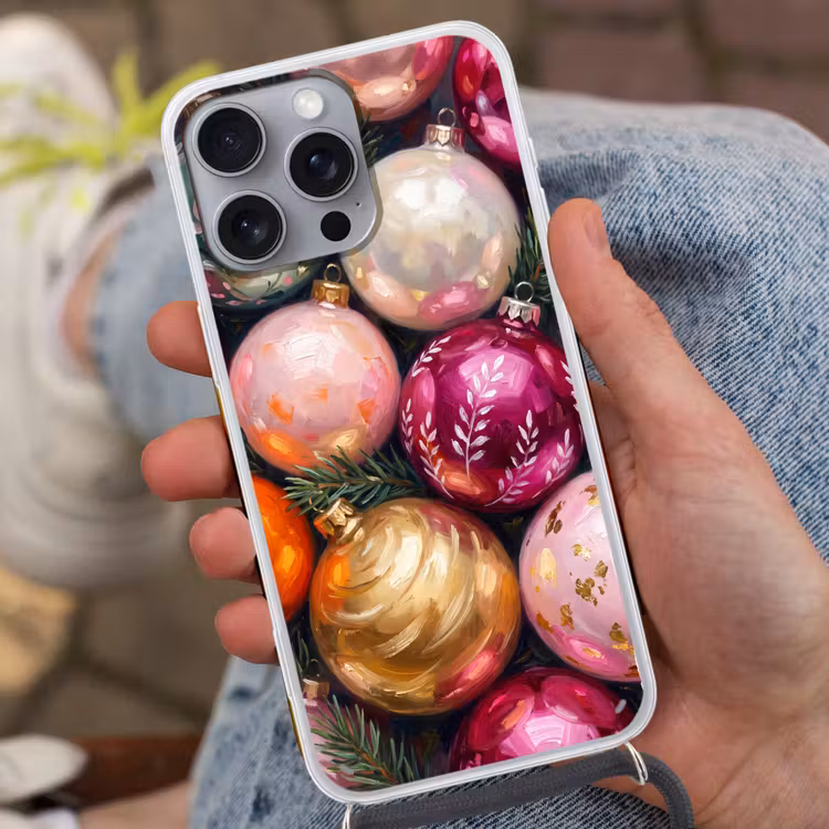 Telefoonhoesje met koord - Kerstballen - Kleurrijk - Feest — 2