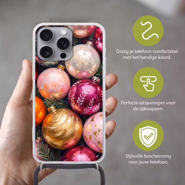 Telefoonhoesje met koord - Kerstballen - Kleurrijk - Feest — 4