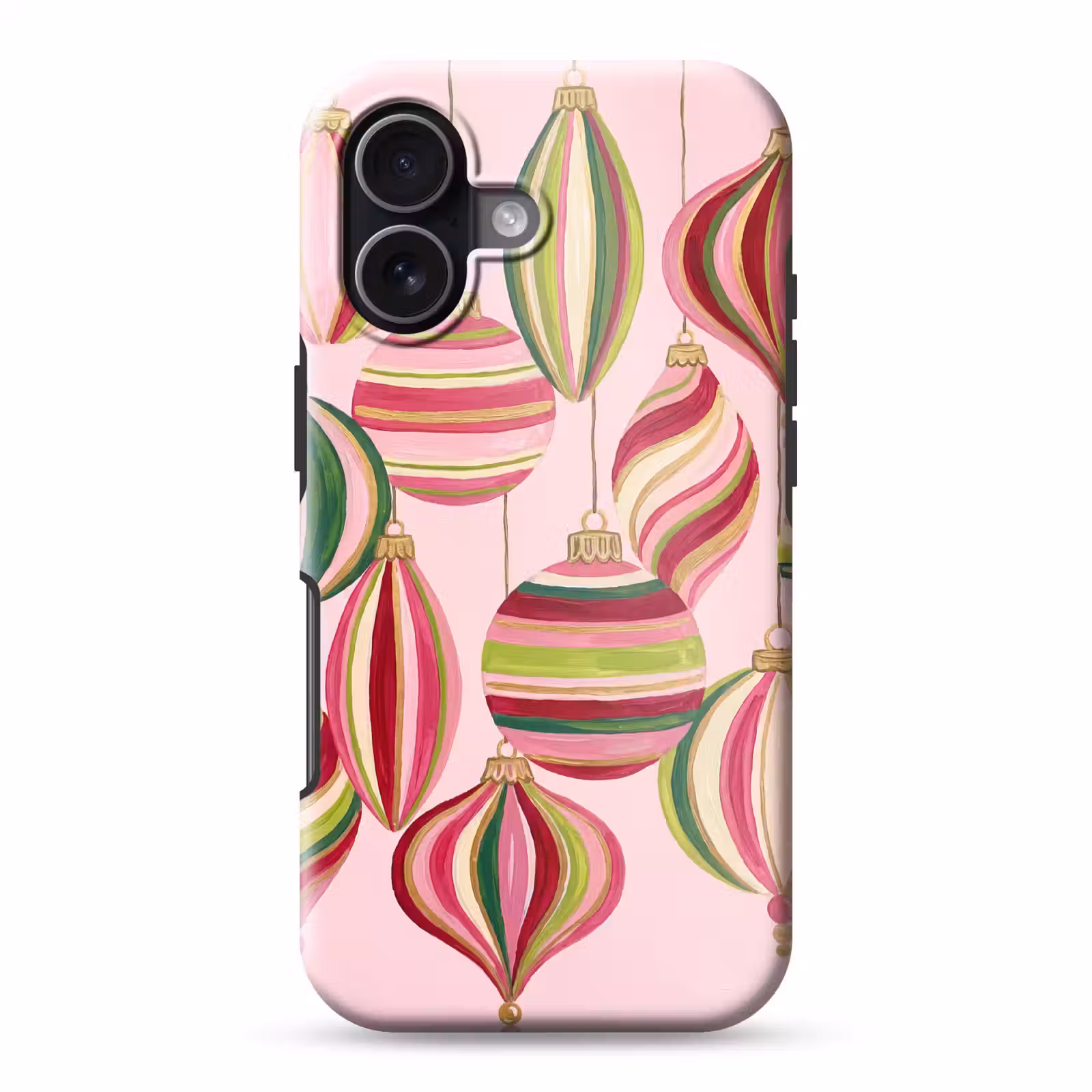 Telefoonhoesje Toughcase - Kerstversiering - Gestreept - Roze — 1