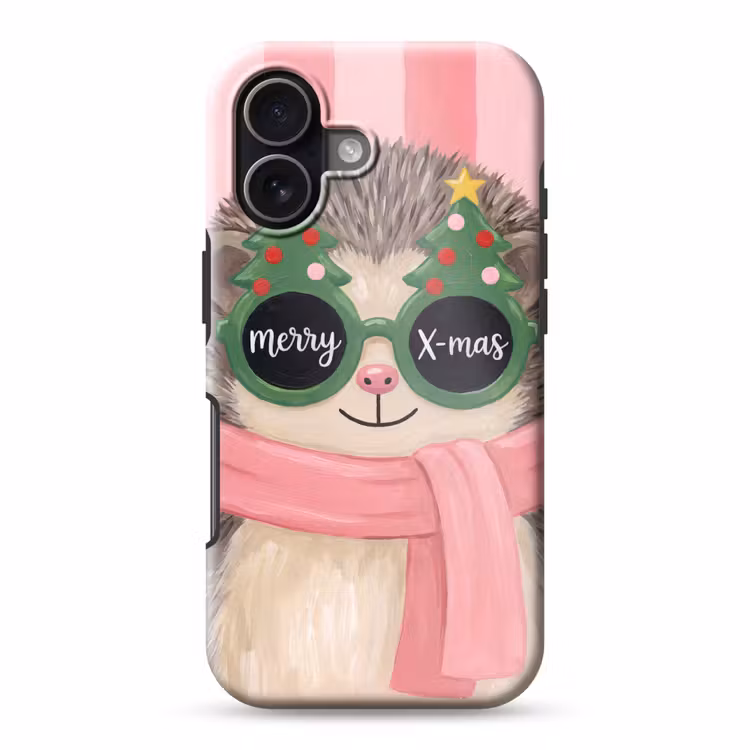 Telefoonhoesje Toughcase - Egel - Kerst - Illustratie — 1