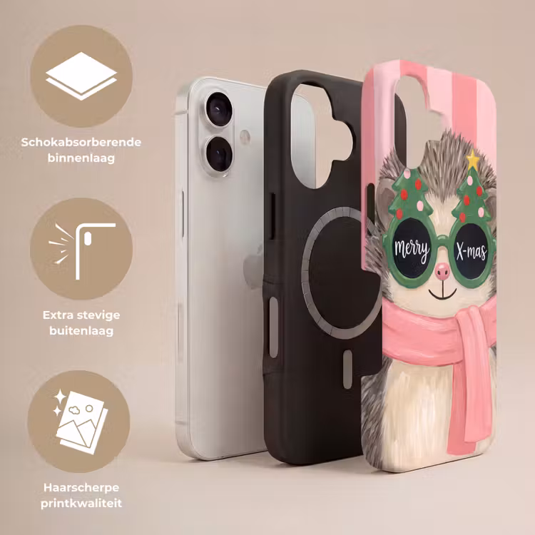 Telefoonhoesje Toughcase - Egel - Kerst - Illustratie — 3