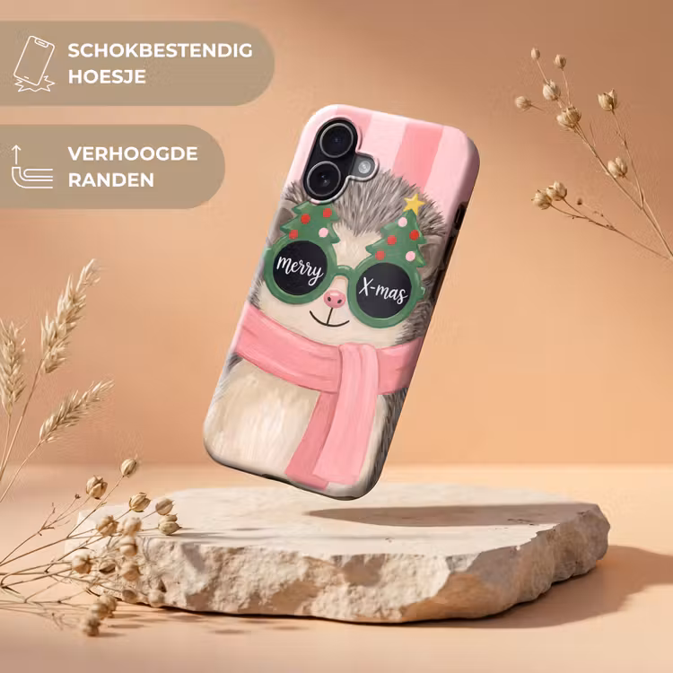 Telefoonhoesje Toughcase - Egel - Kerst - Illustratie — 5