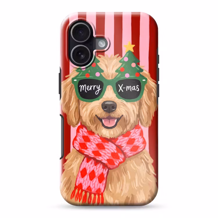 Telefoonhoesje Toughcase - Hond - Kerst - Rood — 1