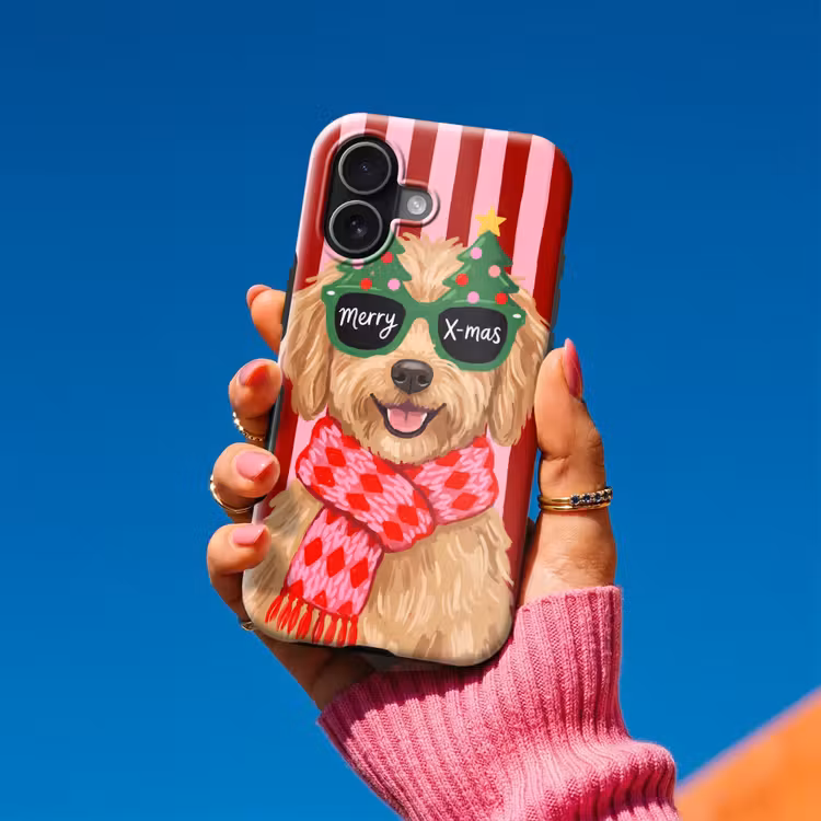 Telefoonhoesje Toughcase - Hond - Kerst - Rood — 2