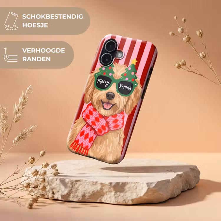 Telefoonhoesje Toughcase - Hond - Kerst - Rood — 5