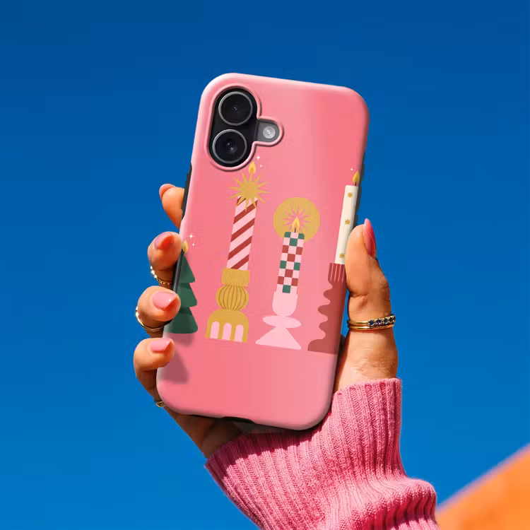 Telefoonhoesje Toughcase - Kaarsen - Feest - Roze — 2