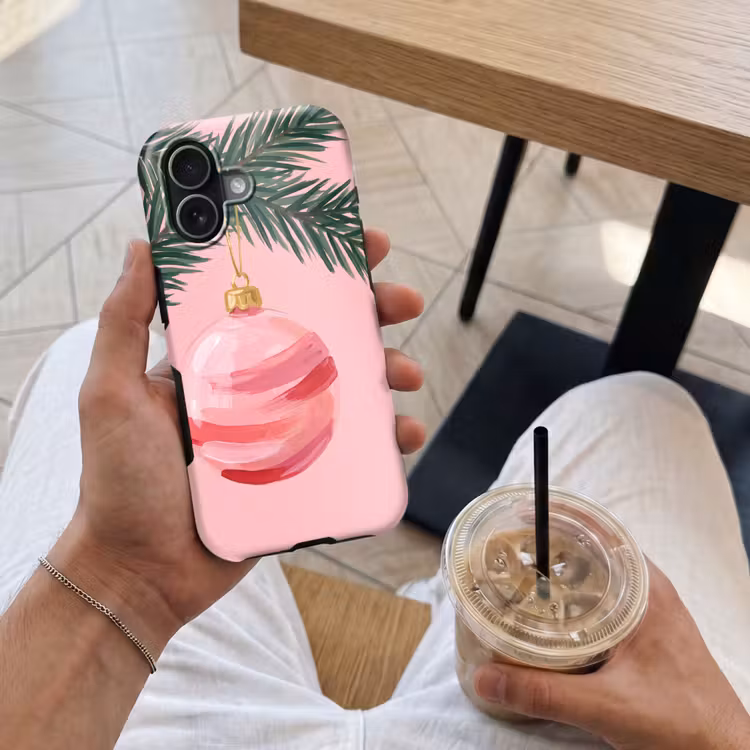 Telefoonhoesje Toughcase - Kerstbal - Roze - Kerst — 4
