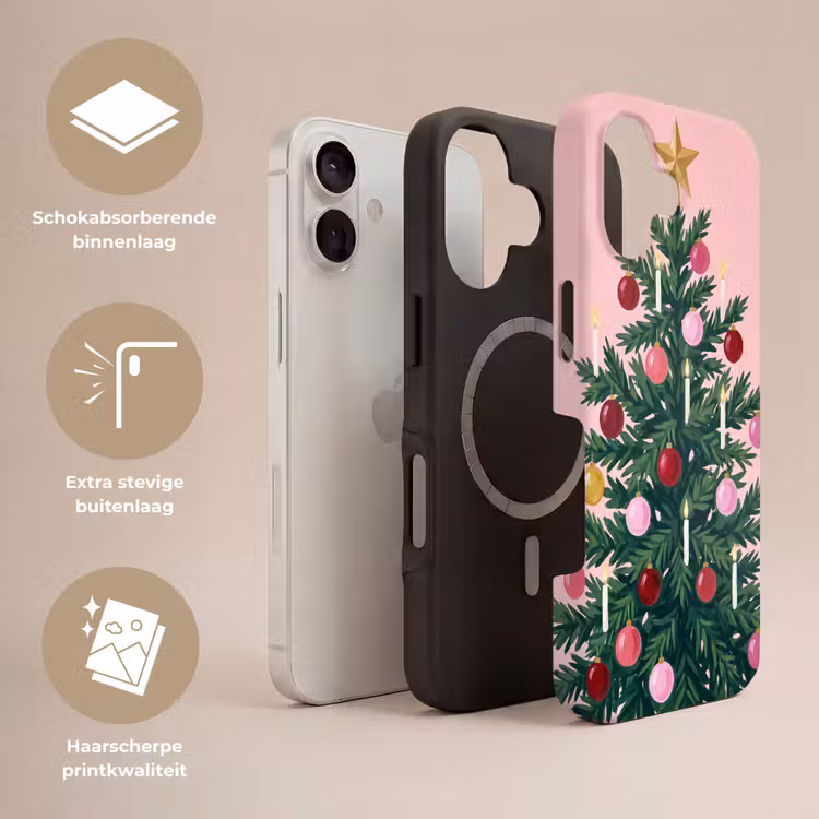 Telefoonhoesje Toughcase - Kerstboom - Kerst - Roze — 3