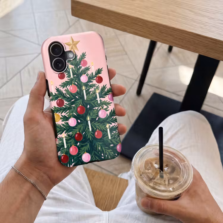 Telefoonhoesje Toughcase - Kerstboom - Kerst - Roze — 4