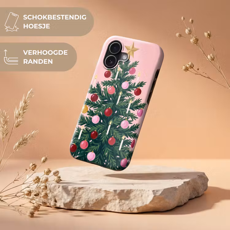Telefoonhoesje Toughcase - Kerstboom - Kerst - Roze — 5