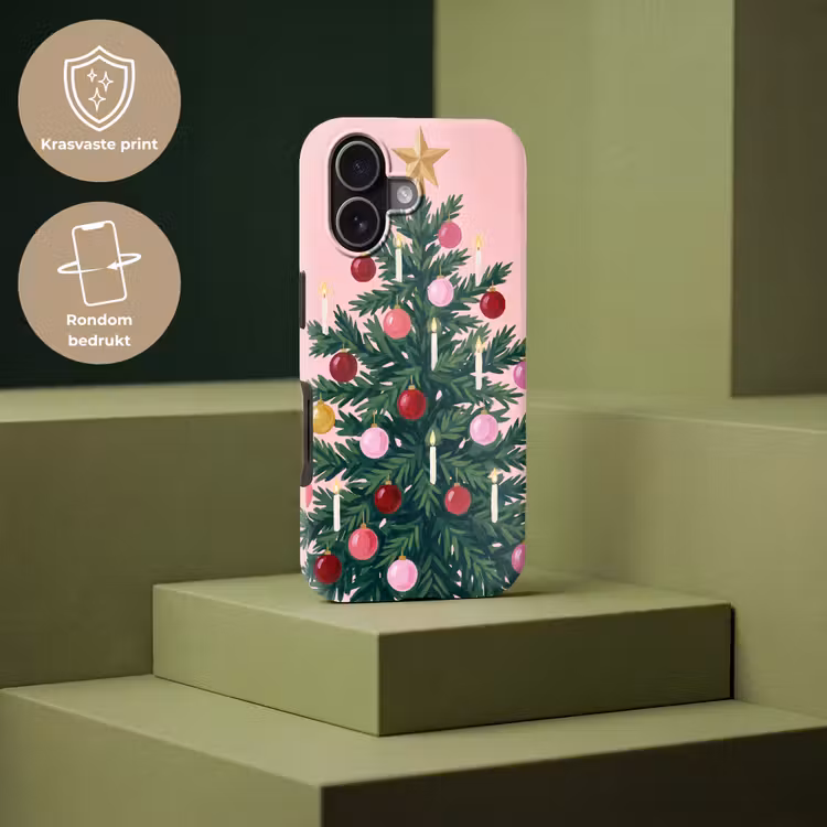 Telefoonhoesje Toughcase - Kerstboom - Kerst - Roze — 7