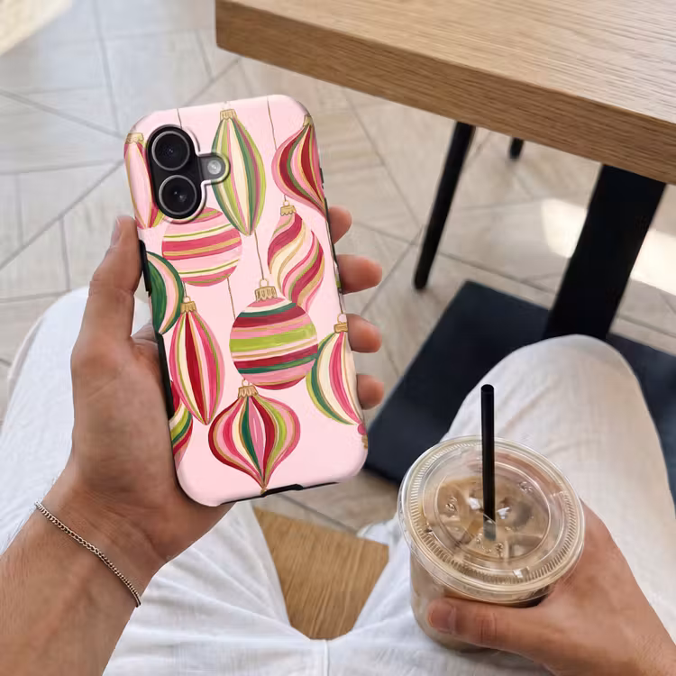 Telefoonhoesje Toughcase - Kerstversiering - Gestreept - Roze — 4