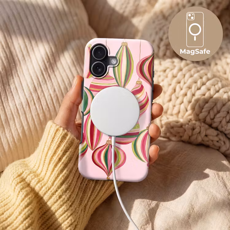 Telefoonhoesje Toughcase - Kerstversiering - Gestreept - Roze — 8