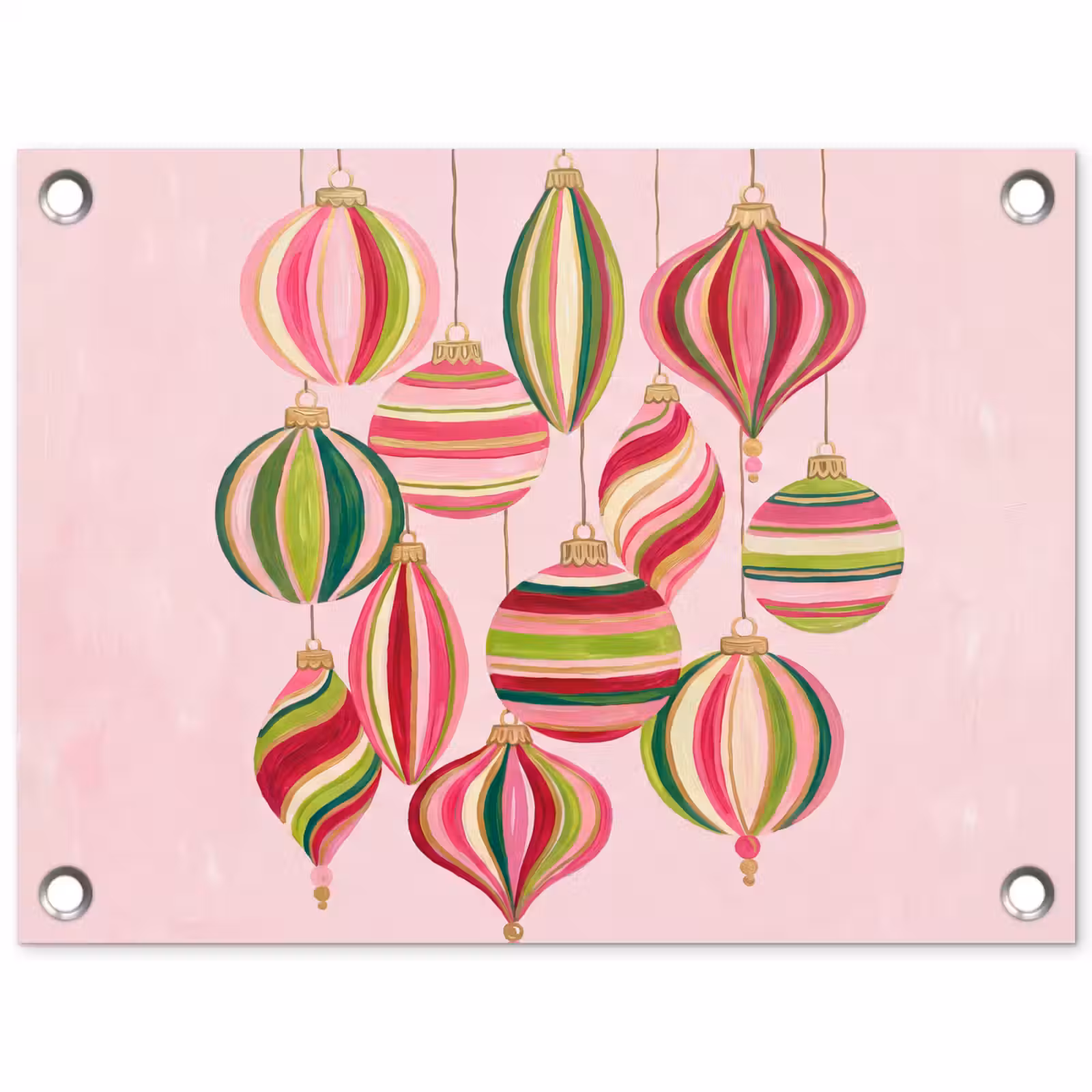 Tuinposter - Kerstversiering - Gestreept - Roze — 1