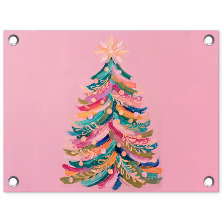 Tuinposter - Kerstboom - Abstract - Kleurrijk — 1