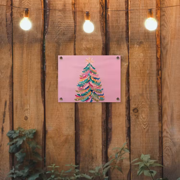 Tuinposter - Kerstboom - Abstract - Kleurrijk — 2