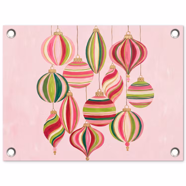 Tuinposter - Kerstversiering - Gestreept - Roze — 1