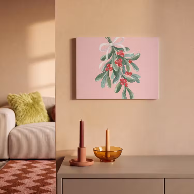 Akoestisch schilderij - Plant - Kerst - Roze — 2