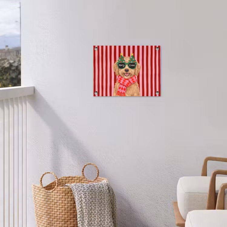 Tuinposter - Hond - Kerst - Rood — 3