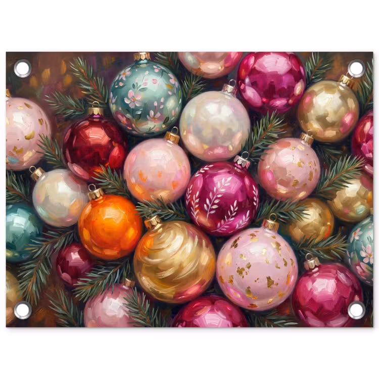 Tuinposter - Kerstballen - Kleurrijk - Feest — 1