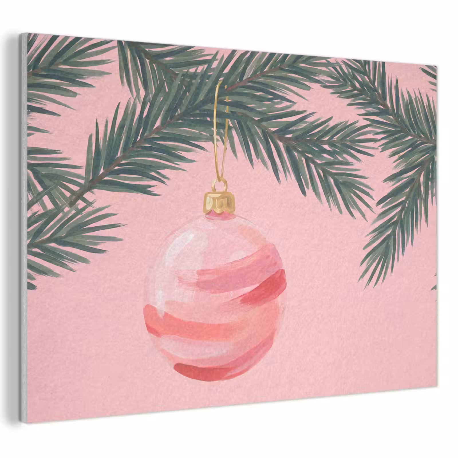 Akoestisch schilderij - Kerstbal - Roze - Kerst — 1