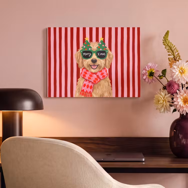 Akoestisch schilderij - Hond - Kerst - Rood — 4