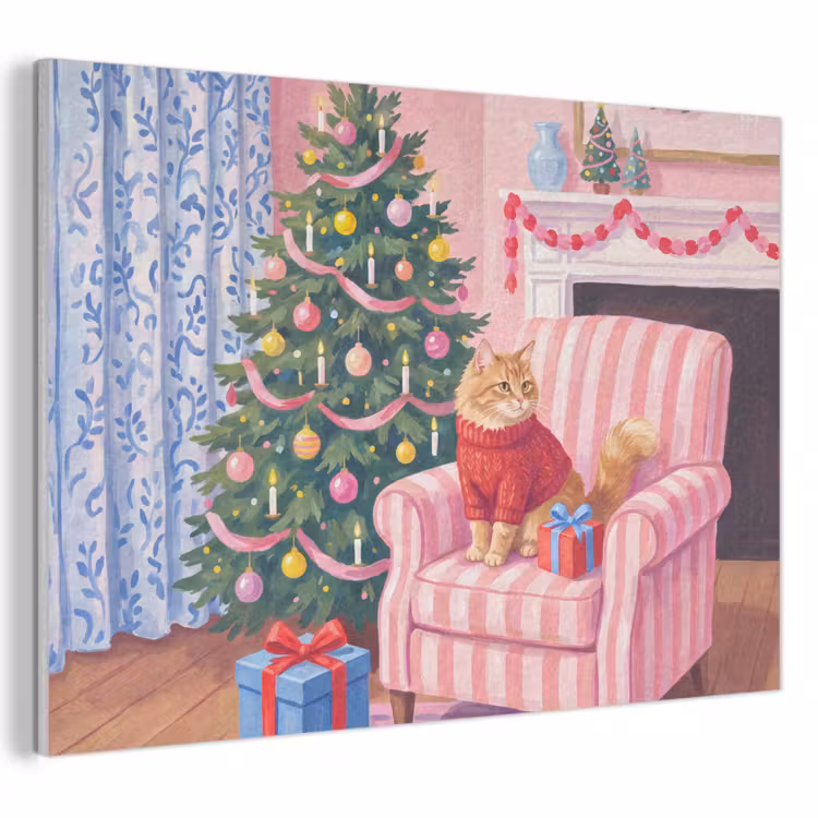 Akoestisch schilderij - Kat - Kerst - Interieur — 1