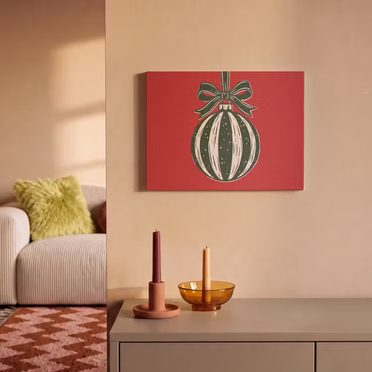 Akoestisch schilderij - Kerstbal - Kerst - Rood — 2
