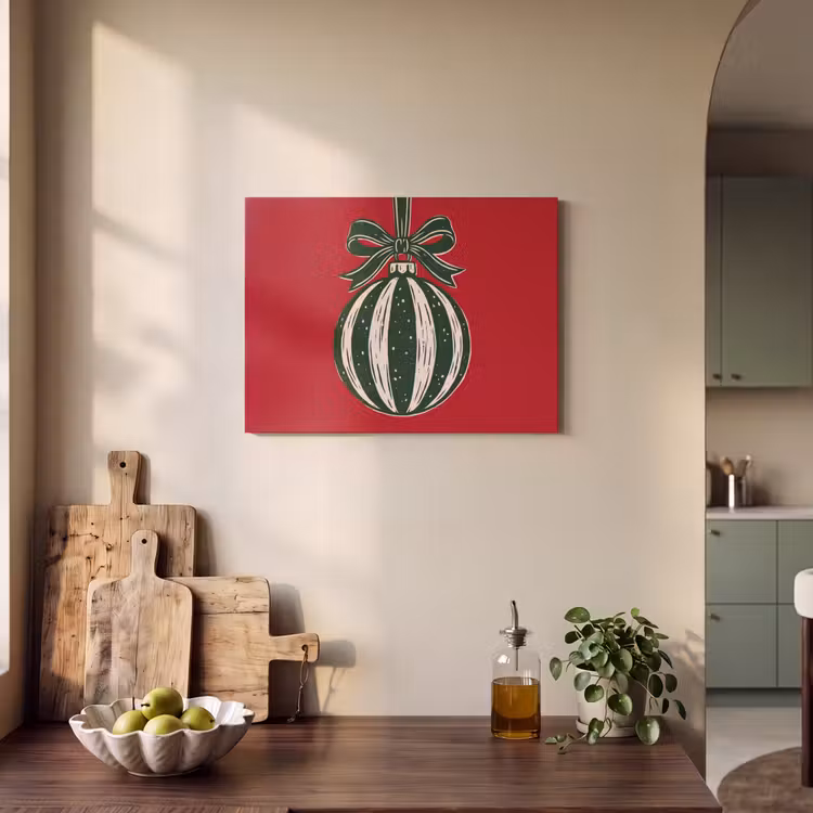 Akoestisch schilderij - Kerstbal - Kerst - Rood — 3