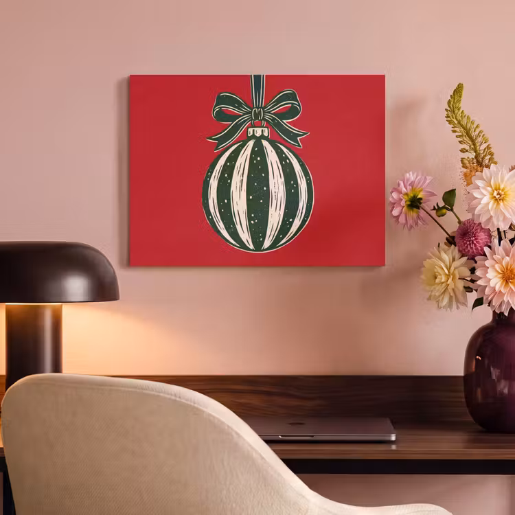Akoestisch schilderij - Kerstbal - Kerst - Rood — 4