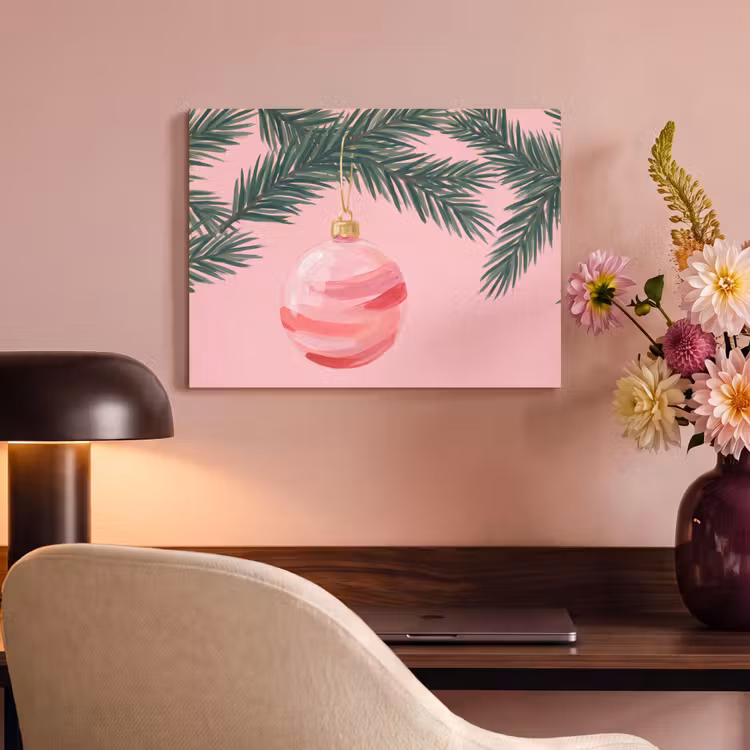 Akoestisch schilderij - Kerstbal - Roze - Kerst — 4