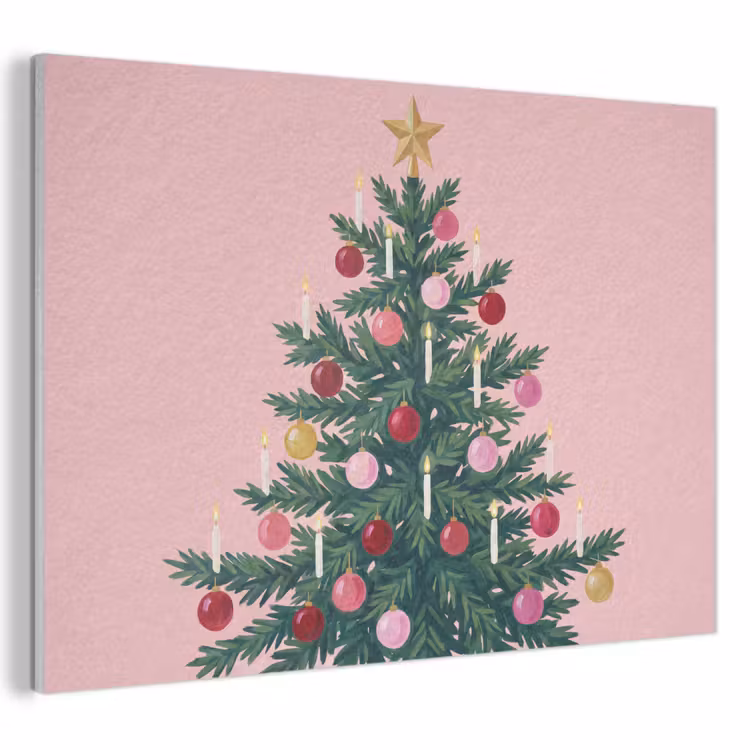 Akoestisch schilderij - Kerstboom - Kerst - Roze — 1