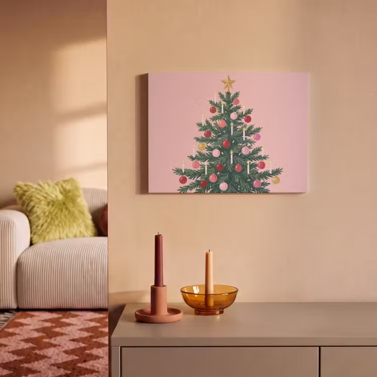 Akoestisch schilderij - Kerstboom - Kerst - Roze — 2