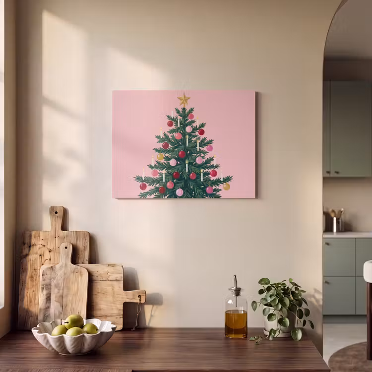 Akoestisch schilderij - Kerstboom - Kerst - Roze — 3