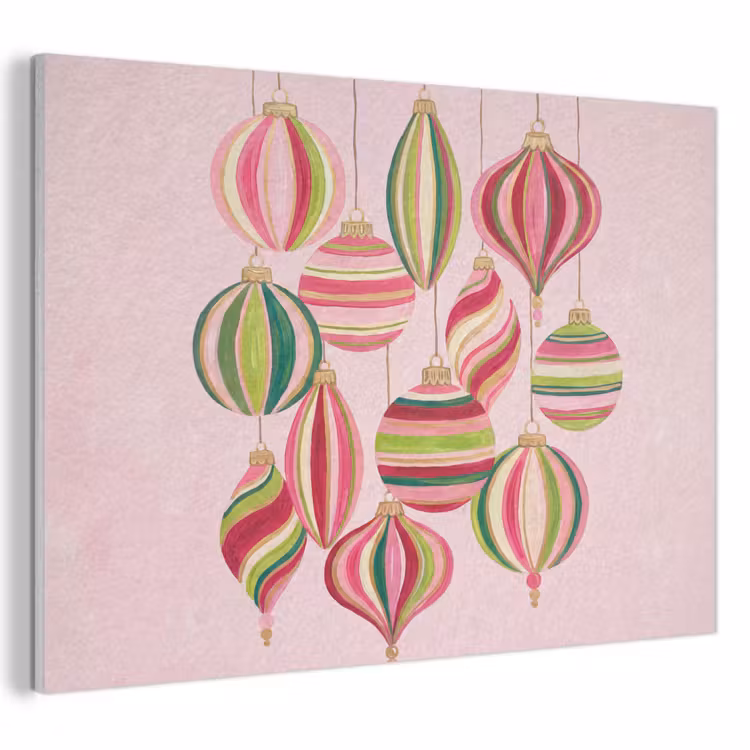Akoestisch schilderij - Kerstversiering - Gestreept - Roze — 1