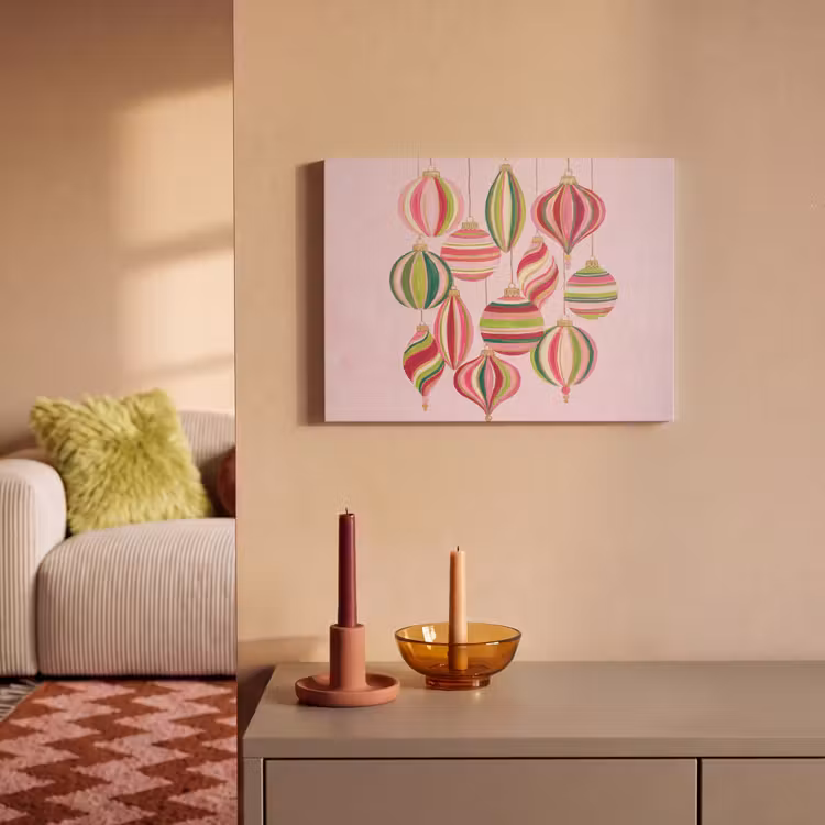 Akoestisch schilderij - Kerstversiering - Gestreept - Roze — 2