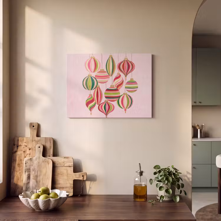 Akoestisch schilderij - Kerstversiering - Gestreept - Roze — 3