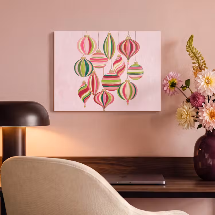 Akoestisch schilderij - Kerstversiering - Gestreept - Roze — 4