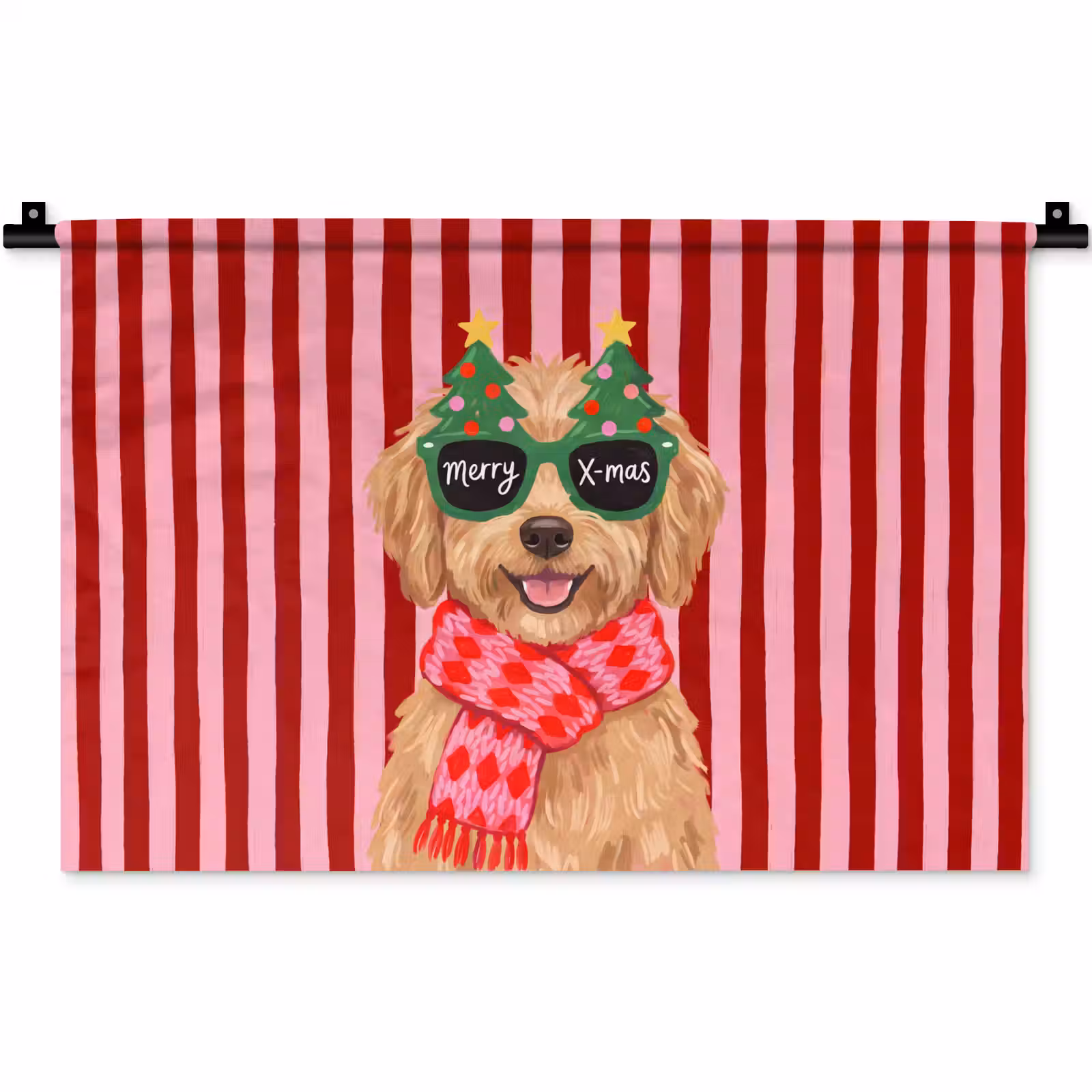 Wandkleed - Hond - Kerst - Rood — 1