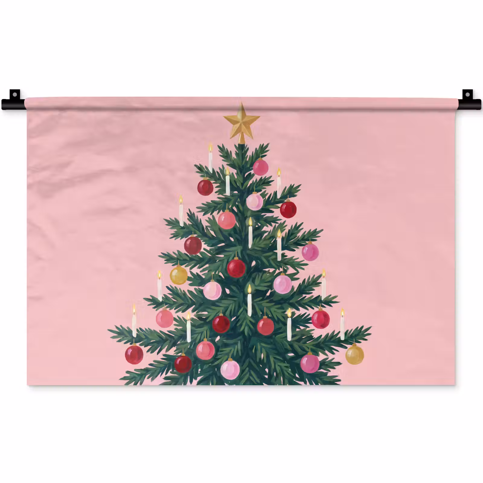 Wandkleed - Kerstboom - Kerst - Roze — 1