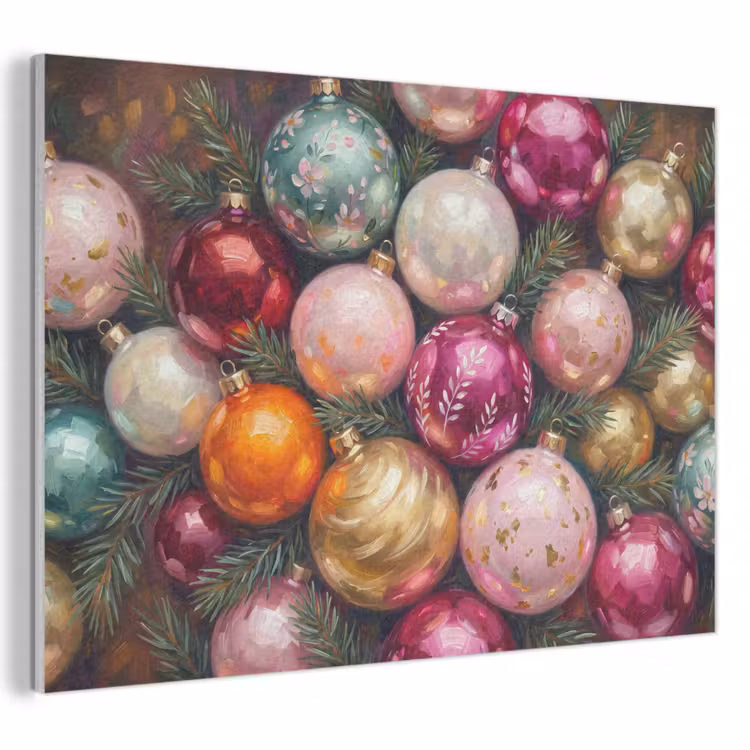 Akoestisch schilderij - Kerstballen - Kleurrijk - Feest — 1