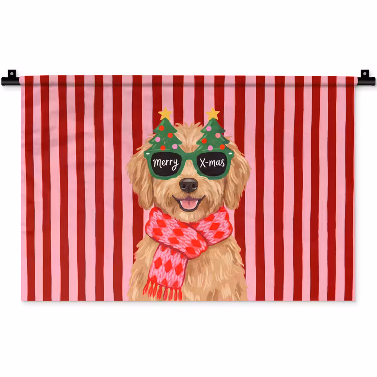 Wandkleed - Hond - Kerst - Rood — 1