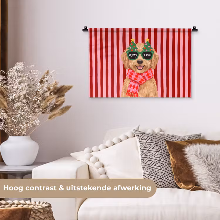 Wandkleed - Hond - Kerst - Rood — 4