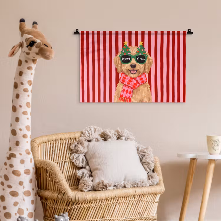 Wandkleed - Hond - Kerst - Rood — 5